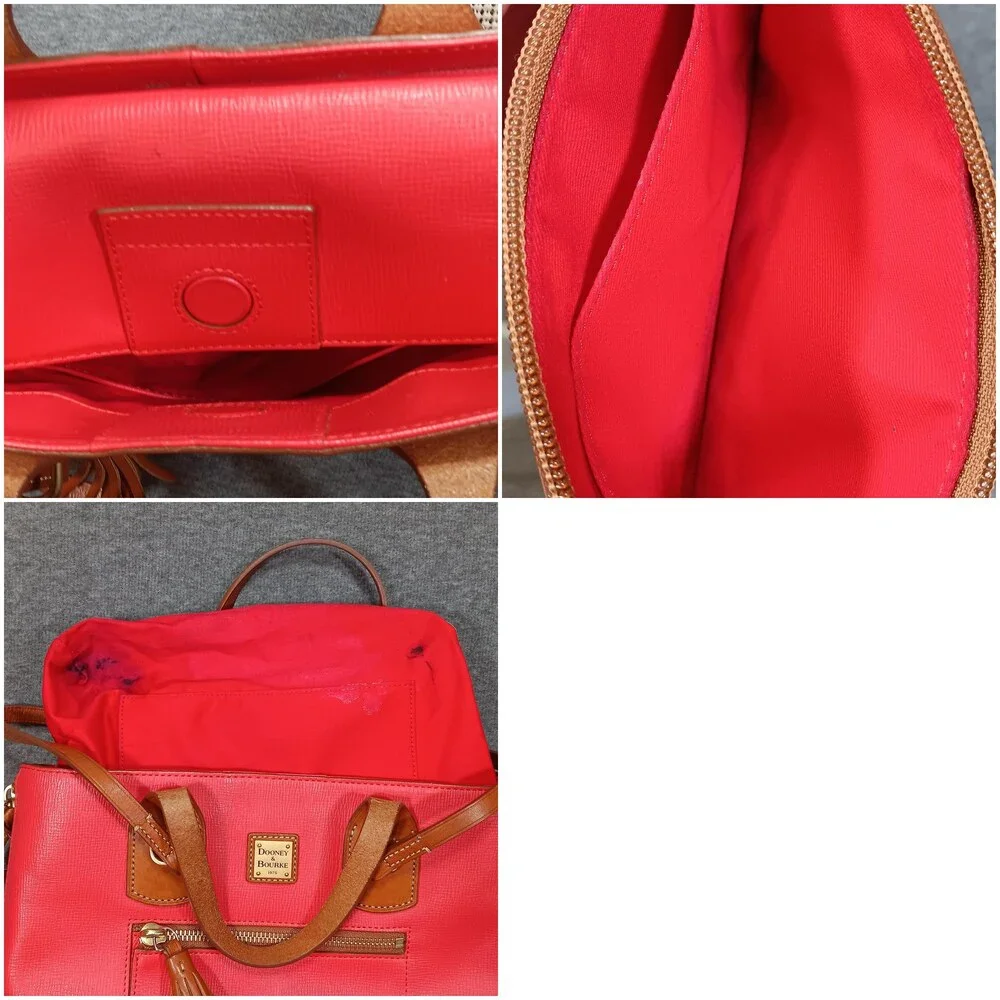 Dooney & Bourke Saffiano Leather Tote Bag Coral Pink Tassel Zip Pocket Wristlet